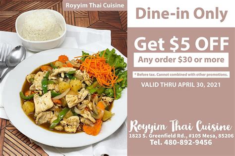 Menu for Royyim Thai Cuisine in Mesa, AZ